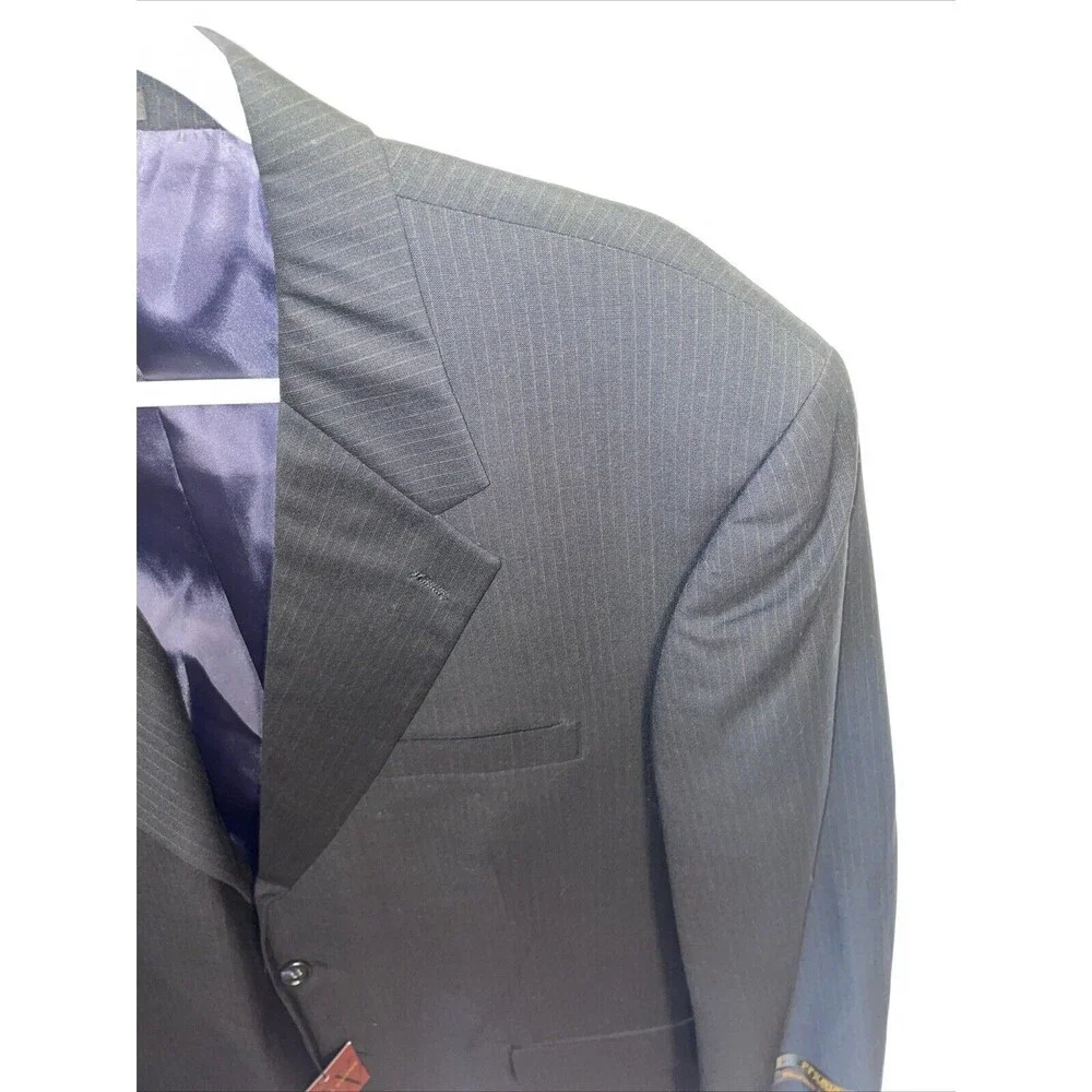 Albert Nippon Men’s Dress Blazer Size 46R Black Pinstripe Wool/Cashmere Blend